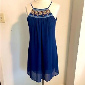 My Michelle Blue Dress with Colorful Embroidery